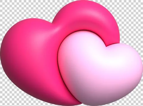 3D pink heart shape, icon heart, love and like buttons for emoji, heart stick Stock Illustration