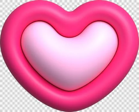 3D pink heart shape, icon heart, love and like buttons for emoji, heart stick Stock Illustration