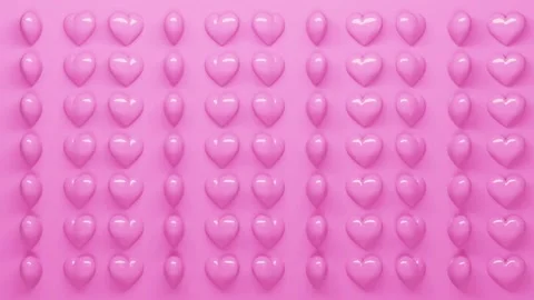 3d pink hearts arranged in a pattern, the heart shape keeps rotating Stock Footage 258929961