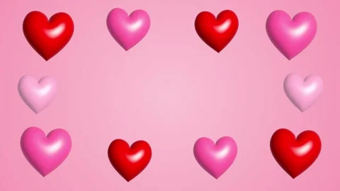 3D pink hearts background with copyspace Stock Footage 311236975