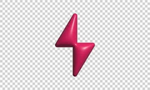 3D pink lightning bolt icon isolated on white background for digital design.. Stock Illustration