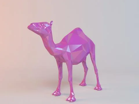 3D pink low poly (camel) Illustrazione stock