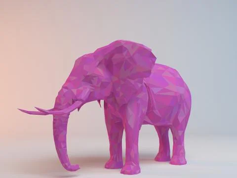 3D pink low poly (Elephant) Stock Illustration