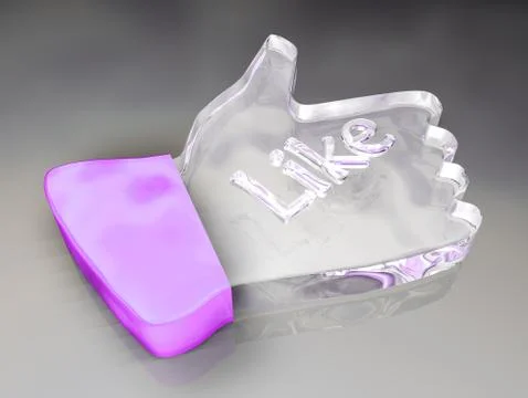 3D pink model of hand with thumb up for social media Stock Illustration