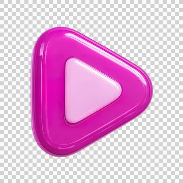 3D pink play button icon with glossy style for media and video interface Stock Illustration