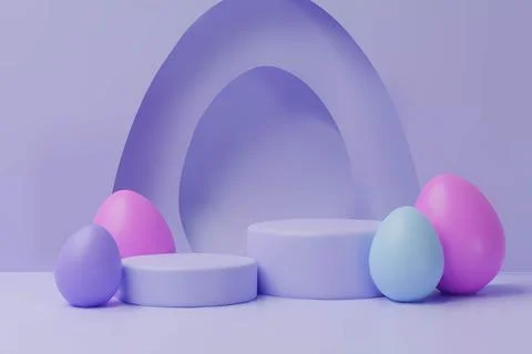 3D Pink Podium with Abstract Easter Egg Background Stock Illustration
