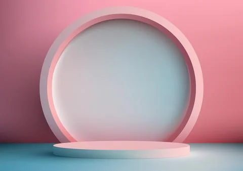 3D Pink Podium with Circle Backdrop Stock Illustration