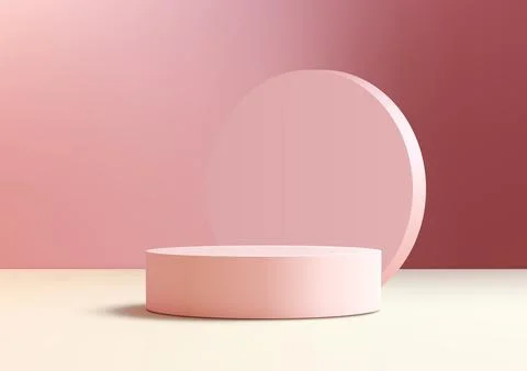 3D pink podium with circle backdrop is a modern interior concept Stock Illustration