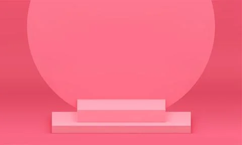 3d pink podium squared steps with circle wall backdrop for feminine product.. イラスト素材
