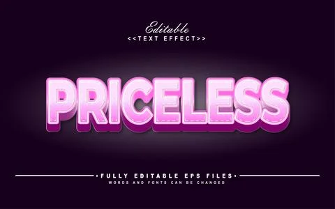 3d pink priceless text effect Stock Illustration