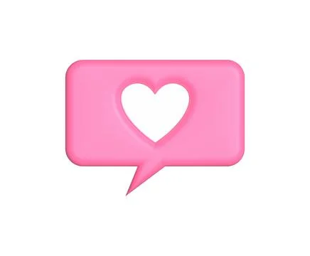 3D pink rectangular feedback icon with heart on a white background Stock Illustration