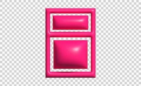 3D pink rectangular frame with two separate glossy compartments on white ba.. Stock Illustration