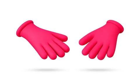 3D Pink Rubber Cleaning Gloves Isolated on White Stock-Illustration