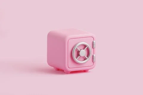 3D Pink Safe Vault on Minimal Background Stock Illustration