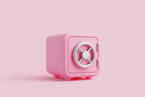3D Pink Safe Vault on Minimal Background Stock-Illustration