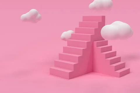 3d pink stairs with clouds. Stock Illustration