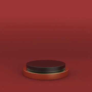 3D Pink Studio Podium with Abstract Elements Stock Illustration