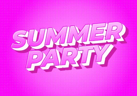3d pink typographic design reading summer party on dotted gradient background Stock Illustration