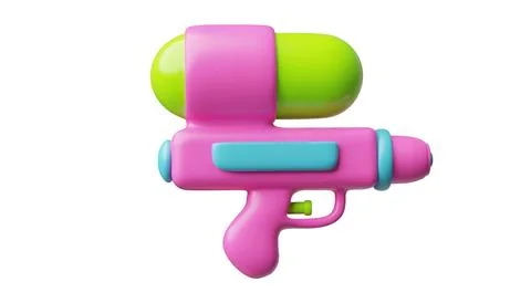 3D pink water gun with a side view, toy, childrens summer fun. Stock Illustration
