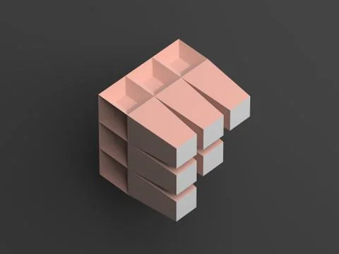 3d pink white object in shape of F letter 스톡 일러스트