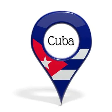 3D pinpoint with flag of Cuba isolated on white 스톡 일러스트