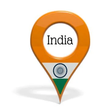 3D pinpoint with flag of India isolated on white イラスト素材