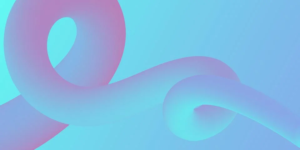 3d pipe on white background. Wavy dynamic gentle blue figure with gradient . Illustrazione stock