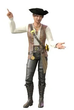 3D Pirate man with sword Stock Illustration