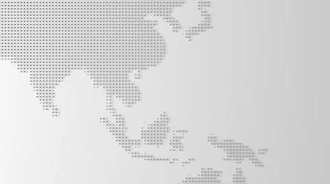 3d Pixel Asia map white background. Digital dots in the form global earth. Stock Illustration