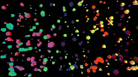 3D pixel blocks changing shape Stock Footage 145617050
