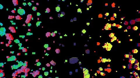 3D pixel blocks over black Stock Illustration