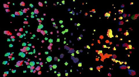 3D pixel blocks over black Stock Illustration