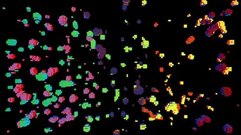 3D pixel blocks over black Stock Illustration