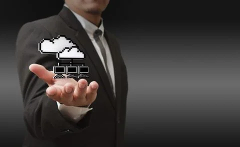 3d pixel cloud network icon as concept Stock Illustration