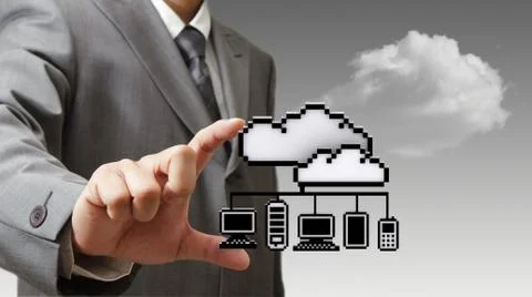 3d pixel cloud network icon 库存照片