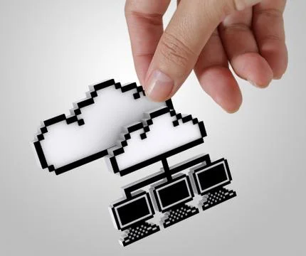 3d pixel cloud network Stock Illustration