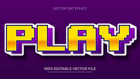 3d Pixel Editable Vector Text Effect purple and yellow color Illustrazione stock