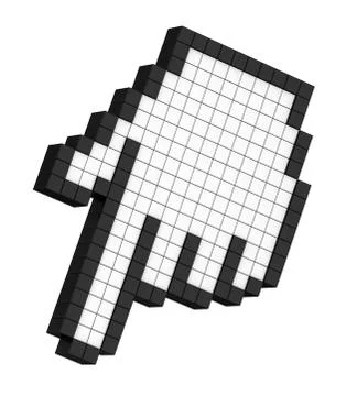 3D pixel hand arrow, isolated Stock Illustration