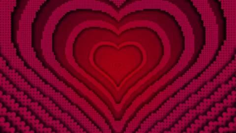 3D pixel heart animation with layered red background Stock Footage 306141511