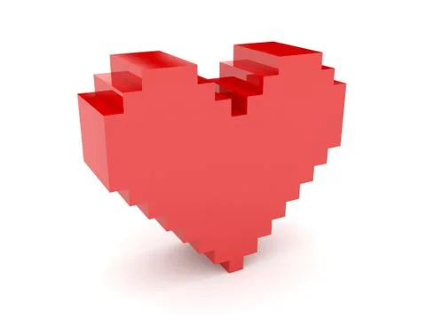 3D pixel heart. Concept illustration. Stock Illustration