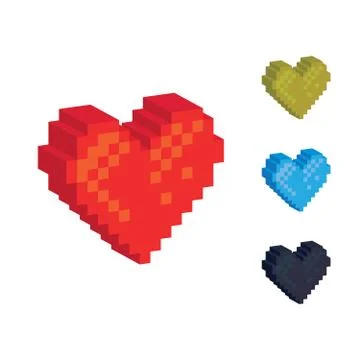 3d pixel hearts Stock Illustration