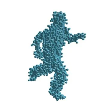 3d pixel running man. Vector illustration. Stock Illustration