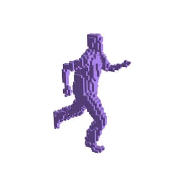 3d pixel running man. Vector illustration. 스톡 일러스트