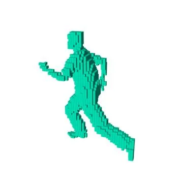 3d pixel running man. Vector illustration. Stock Illustration