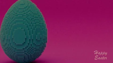 3D Pixel Style Easter Egg with Data Block in Voxel style Made with Cubes, o.. Stock Photos