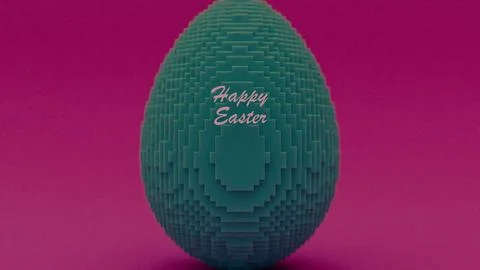 3D Pixel Style Easter Egg with Data Block in Voxel style Made with Cubes, o.. Stock Photos