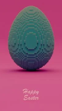 3D Pixel Style Easter Egg with Data Block in Voxel style Made with Cubes, o.. Stock Photos