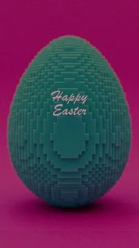 3D Pixel Style Easter Egg with Data Block in Voxel style Made with Cubes, o.. Stock Photos