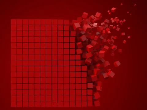 3d pixel style square data block. made with red cube blocks. three dimensional Stock Illustration