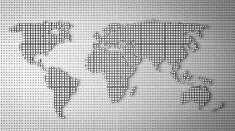 3d Pixel world map background. Digital dots in the form global earth. Stock Illustration